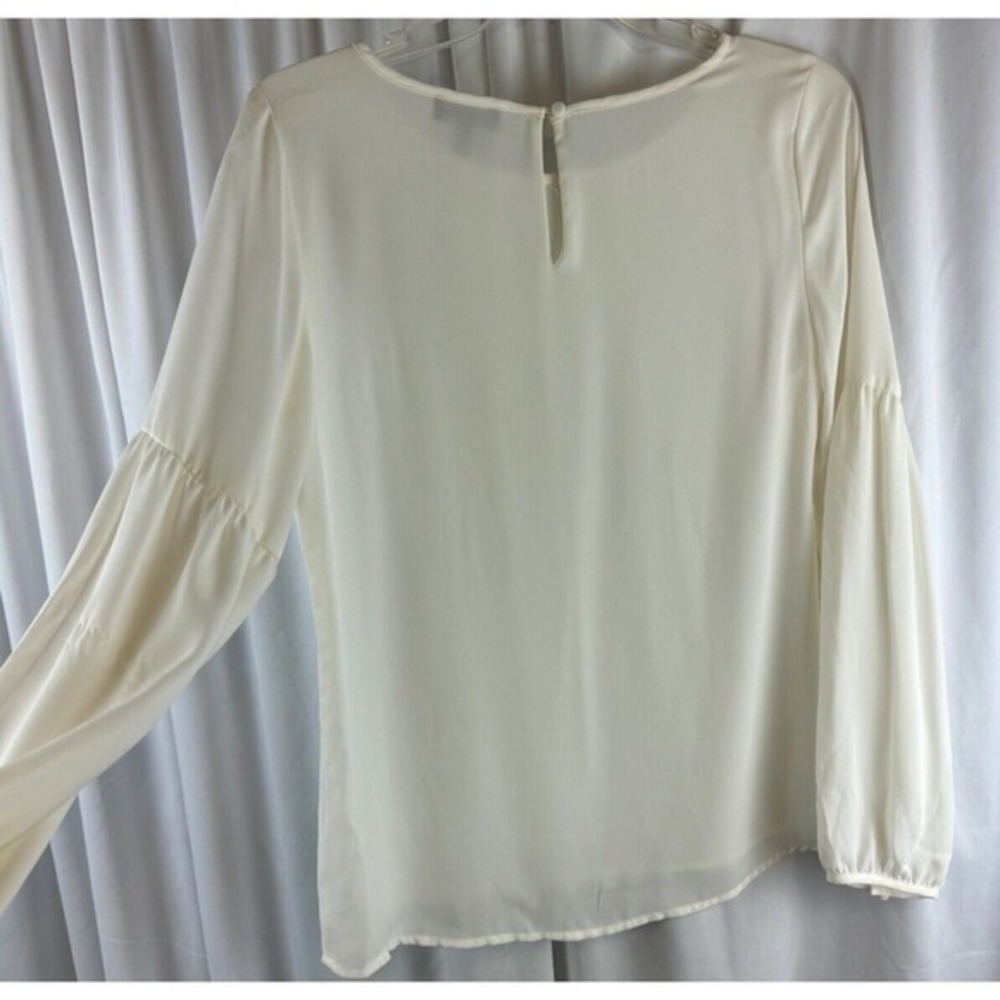 The Limited Ivory Bishop Sleeve Blouse Crew Neck Top S Soft‎ Femininity 68-03 - Picture 9 of 14